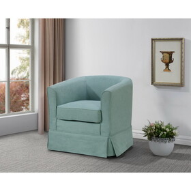 Tucker Aquamarine Teal Woven Fabric Swivel Barrel Chair B06178006