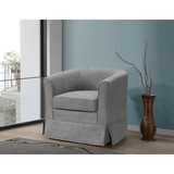Tucker Steel Gray Woven Fabric Swivel Barrel Chair B06178007