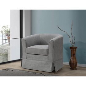 Tucker Steel Gray Woven Fabric Swivel Barrel Chair B06178007