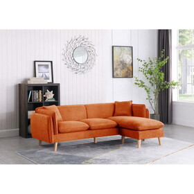 Brayden Orange Fabric Sectional Sofa Chaise B06178018