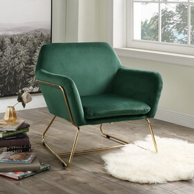 Keira Green Velvet Accent Chair with Metal Base B06178051