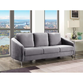 Sofia Gray Velvet Modern Chic Sofa Couch B06178278