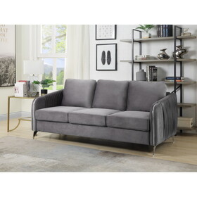 Hathaway Gray Velvet Modern Chic Sofa Couch B06178284