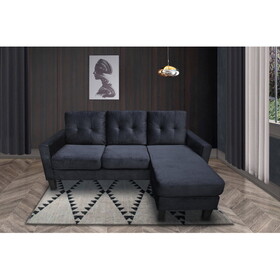 Everett Black Velvet Reversible Sectional Sofa Chaise B061P151377