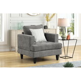 Callaway Gray Chenille Chair with Throw Pillow B061P159842