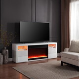 Walden White Finish TV Stand with Fireplace and Speaker B061P159998