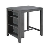 Graham Gray Finish Small Space Counter Height Dining Table with USB Charging Ports and Shelves B061P159999