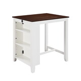 Graham White Finish Small Space Counter Height Dining Table with USB Charging Ports and Shelves B061P160001