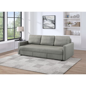 Odette 88.5"W Gray Linen Convertible Sleeper Sofa with Storage B061P184062