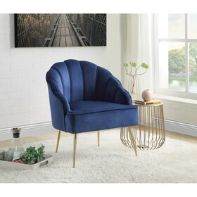 Naomi Blue Velvet Wingback Accent Chair with Metal Legs B061P184126