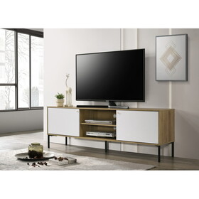 Burke 70"W White and Oak 2-Door TV Stand B061P228699