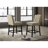 Jasper Set of 2 Beige Fabric Counter Height Chairs with Black Finish Legs B061P291334