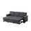 Lucca Dark Gray Linen Reversible Sleeper Sectional Sofa with Storage Chaise B061S00002