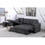 Dennis Dark Gray Linen Fabric Reversible Sleeper Sectional with Storage Chaise and 2 Stools B061S00012