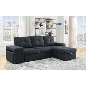 Lucas Dark Gray Linen Sleeper Sectional Sofa with Reversible Storage Chaise B061S00019