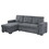 Toby Gray Woven Fabric Reversible Sleeper Sectional Sofa with Storage Chaise Cup Holder USB Ports and Pockets B061S00020