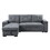 Toby Gray Woven Fabric Reversible Sleeper Sectional Sofa with Storage Chaise Cup Holder USB Ports and Pockets B061S00020