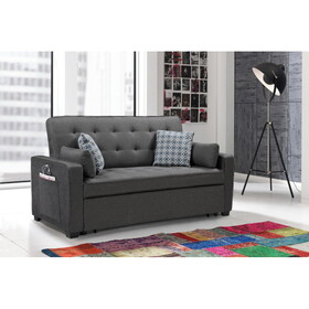 William Modern Gray Fabric Sleeper Sofa with 2 USB Charging Ports and 4 Accent Pillows B061S00029