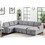 Selene Light Gray Linen Fabric Sleeper Sectional Sofa with Storage Chaise B061S00046