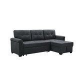 Lucca Dark Gray Fabric Reversible Sectional Sleeper Sofa Chaise with Storage B061S00052
