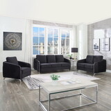 Hathaway Black Velvet Fabric Sofa Loveseat Chair Living Room Set B061S00072
