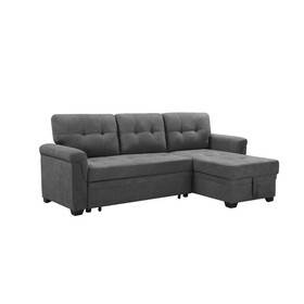 Connor Gray Fabric Reversible Sectional Sleeper Sofa Chaise with Storage B061S00085