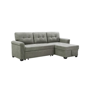 Connor Light Gray Fabric Reversible Sectional Sleeper Sofa Chaise with Storage B061S00086