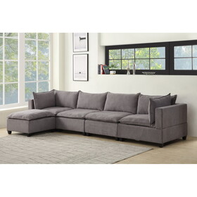 Madison Light Gray Fabric 5 Piece Modular Sectional Sofa Chaise B061S00117