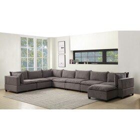 Madison Light Gray Fabric 8 Piece Modular Sectional Sofa Chaise B061S00118