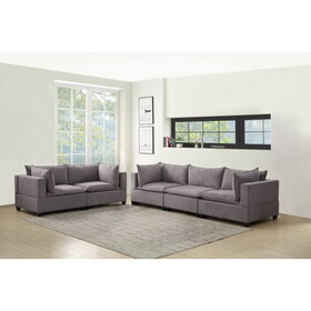 Madison Light Gray Fabric Sofa Loveseat Living Room Set B061S00122