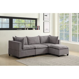 Madison Light Gray Fabric Reversible Sectional Sofa Ottoman B061S00123