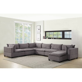 Madison Light Gray Fabric 7 Piece Modular Sectional Sofa Chaise B061S00127