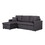 Paisley Dark Gray Linen Fabric Reversible Sleeper Sectional Sofa with Storage Chaise B061S00148
