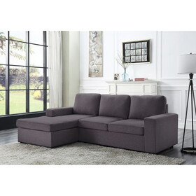Newlyn Sofa with Reversible Chaise in Dark Gray Linen B061S00151