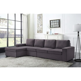 Dunlin Sofa with Reversible Chaise in Dark Gray Linen B061S00154