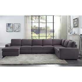 Tifton Modular Sectional Sofa with Reversible Chaise in Dark Gray Linen B061S00157