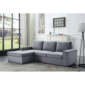Newlyn Light Gray Linen Reversible Sectional Sofa Chaise B061S00162