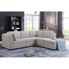 Kristin Light Gray Linen Fabric Reversible Sectional Sofa with Ottoman B061S00222