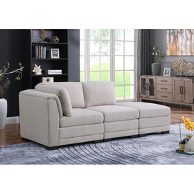 Kristin Light Gray Linen Fabric Reversible Sofa with Ottoman B061S00230