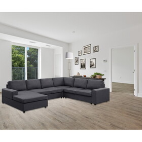 Dakota Sectional Sofa with Reversible Chaise in Dark Gray Linen B061S00238