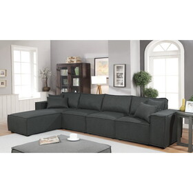 Ermont Sofa with Reversible Chaise in Dark Gray Linen B061S00297
