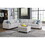 Leo Light Gray Linen 7pc Modular L-Shape Sectional Sofa and Ottoman B061S00307