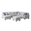 Leo Light Gray Linen 7pc Modular L-Shape Sectional Sofa Chaise and Ottoman B061S00308