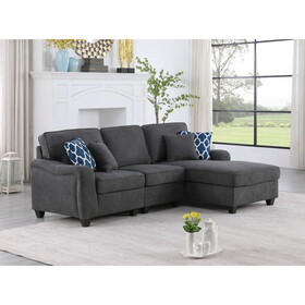 Leo Dark Gray Woven 3pc Sectional Sofa Chaise B061S00352