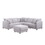 Penelope Light Gray Linen Fabric Reversible L-Shape Sectional Sofa with Ottoman and Pillows B061S00359