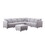 Penelope Light Gray Linen Fabric Reversible 7PC Modular Sectional Sofa with Ottoman and Pillows B061S00361