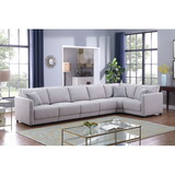 Penelope Light Gray Linen Fabric Reversible 6PC Modular Sectional Sofa with Pillows B061S00365