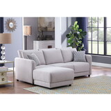 Penelope Light Gray Linen Fabric Sofa with Ottoman and Pillows B061S00366
