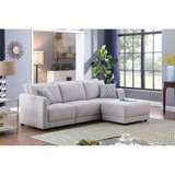 Penelope Light Gray Linen Fabric Sofa with Ottoman and Pillows B061S00367