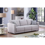 Penelope Light Gray Linen Fabric Sofa with Pillows B061S00368